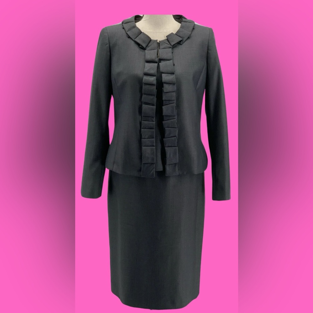 Kasper Women's 3 Piece Suit Excellent Condition Dark Charcoal Gray Size 16